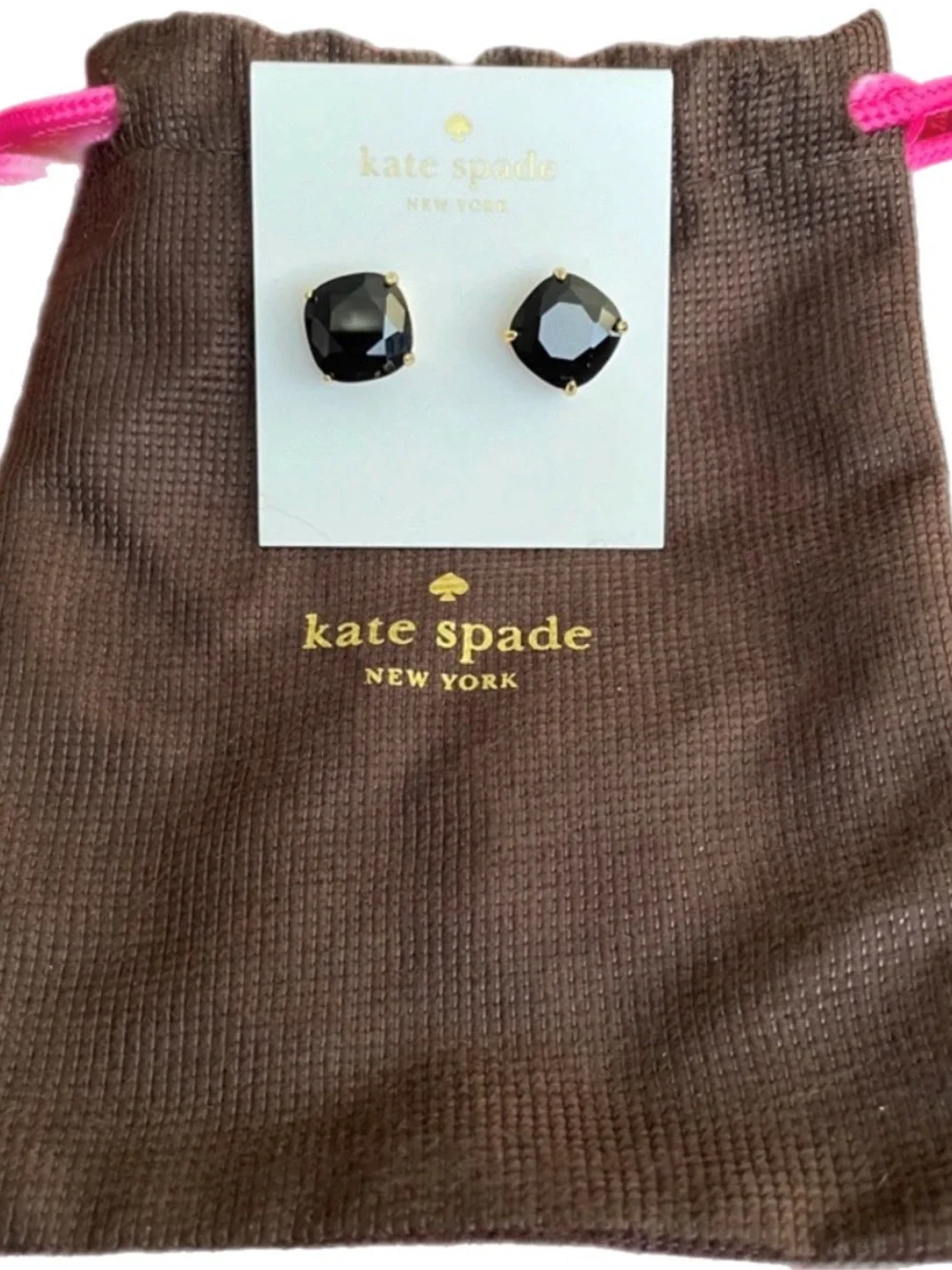 Kate Spade‎ Black Faceted Stud Earrings NWT w/ Dust Bag